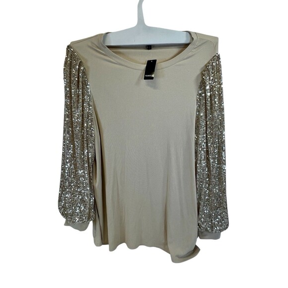 NWT Torrid Woman's Holiday Gold Sequin Long Sleeve‎  Top Champagne Sz 5X - Picture 1 of 10